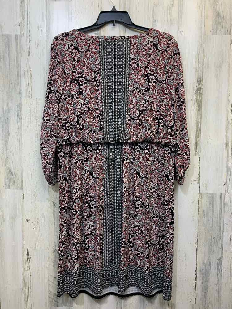 PRE-OWNED ROZ&ALI Dresses and Skirts Size 2X RED/WHITE/BLK BLOUSON Dress/LONG SL