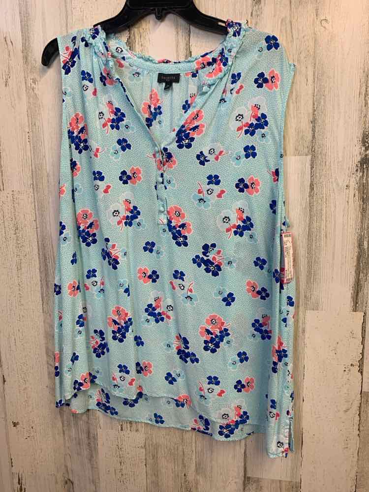 TALBOTS PLUS SIZES Size 2X AQUA/BLU/PINK Floral SLEEVELESS TOP