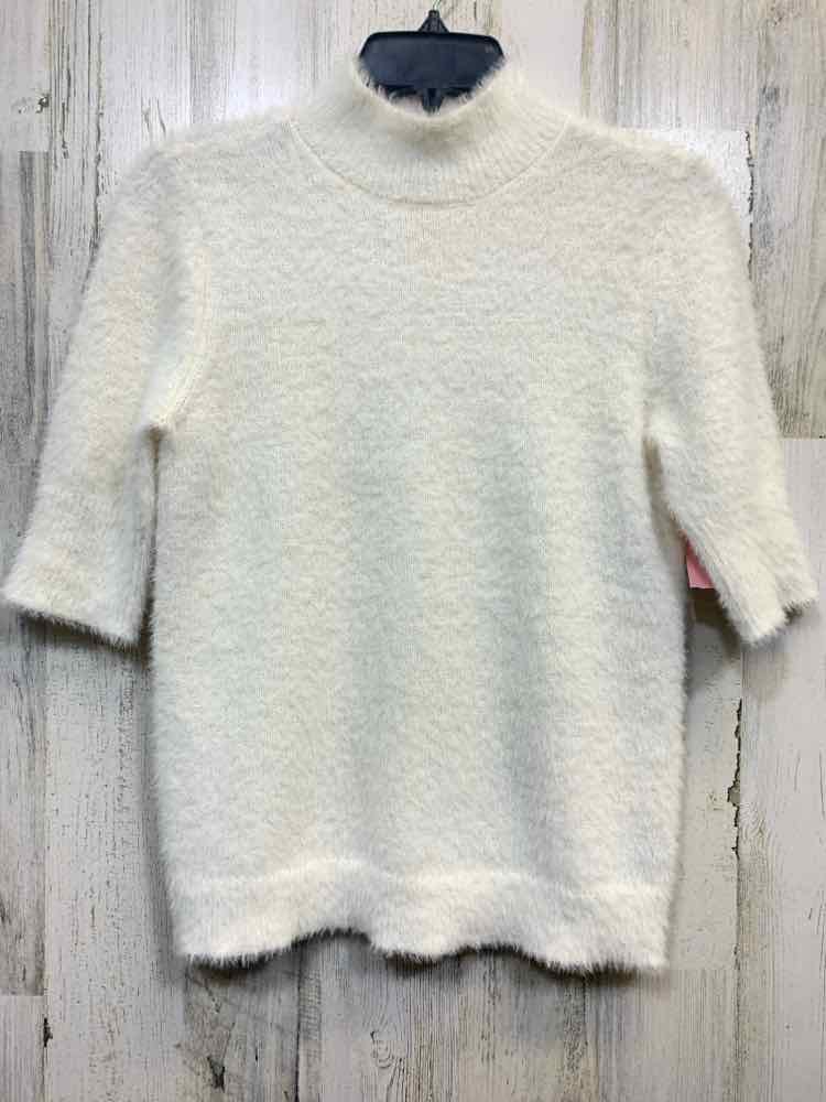 PRE-OWNED MARLED Tops Size S White FUZZY 3/4 LENGTH Sweater/WHITE FUZZY 3/4 LENG