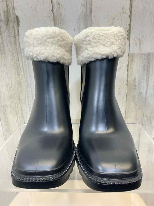 NWT INC SHOES Shoe Size 6 Black Rubber KNEE HIGH RAIN BOOTS W/FAUX FUR TOP