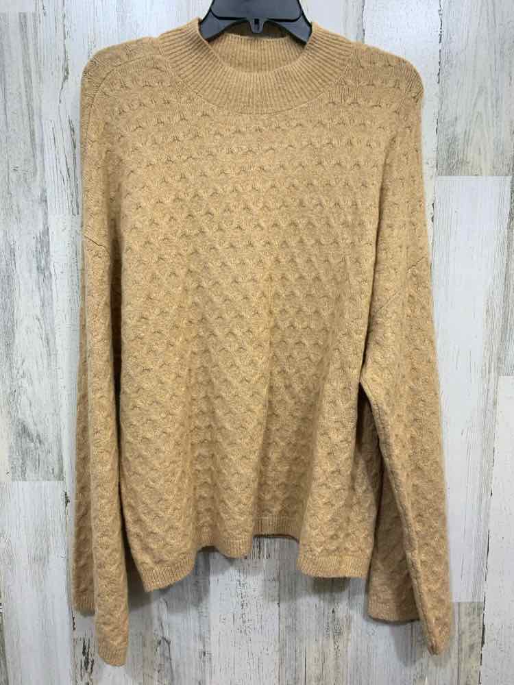 NWT ON 34TH Size XL Tops CAMEL HONEYCOMB LONG SLEEVE/MOCK NECK SWEATER