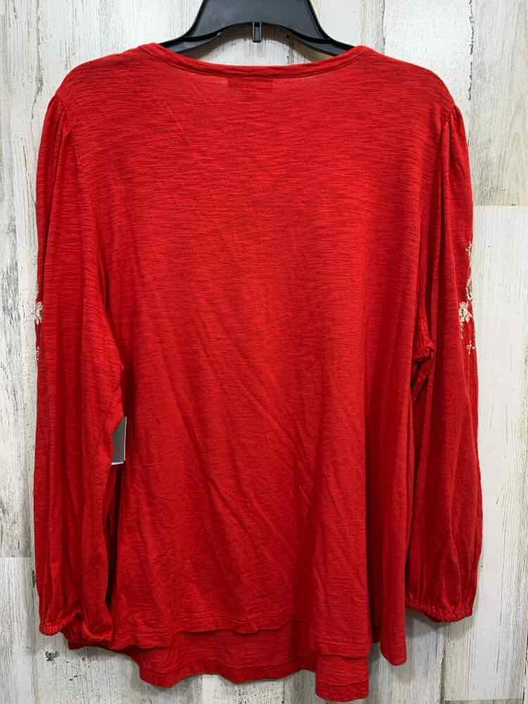 NWT STYLE & CO Size 2X Tops RED/GOLD Floral LONGSLEEVE Shirt