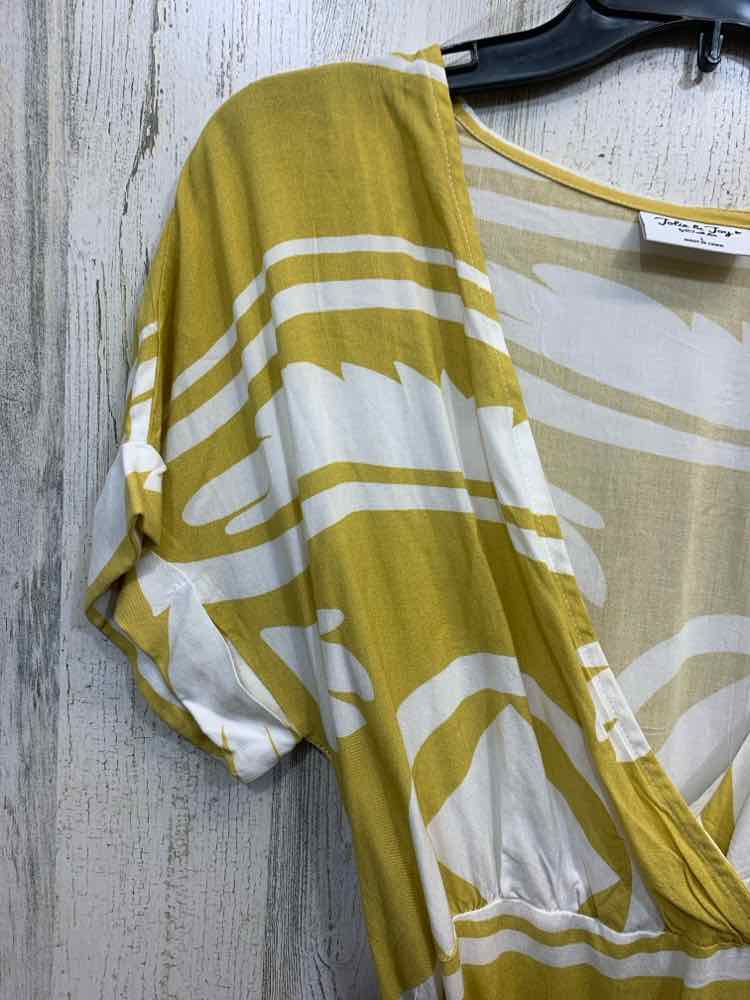 NWT JOLIE & JOY Dresses and Skirts Size L MUSTARD/WHITE TROPICAL WRAP Dress/MUST