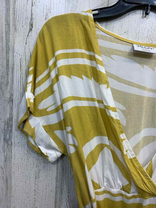 NWT JOLIE & JOY Dresses and Skirts Size L MUSTARD/WHITE TROPICAL WRAP Dress/MUST