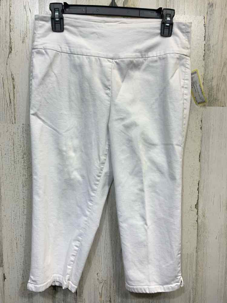 PRE-OWNED Size 8 D JEANS BOTTOMS White Solid CAPRI CAPRI/WHITE CAPRI PANTS