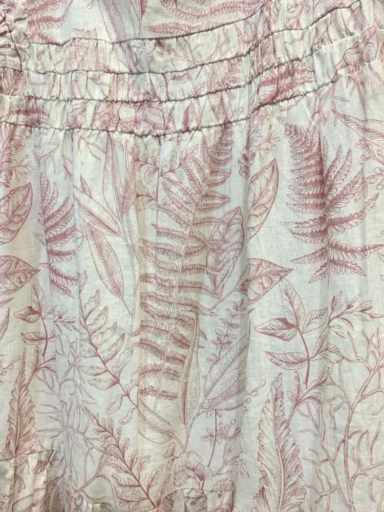 NWT AURA Dresses and Skirts Size XL WHITE/PINK FERNS TIERED Dress/TIER DRESS W/
