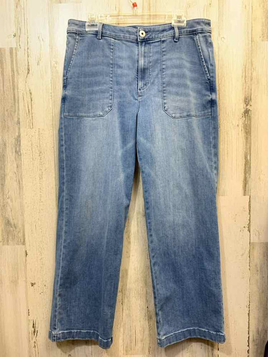 Size 14P J JILL BOTTOMS Blue Denim WIDE LEG Jeans