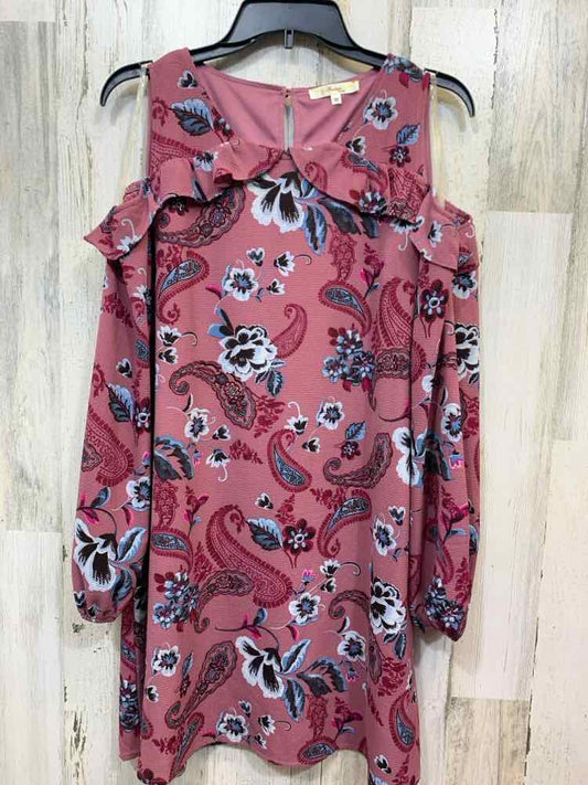 PRE-OWNED ANDREE BY UNIT Dresses and Skirts Size M MAUVE/BLU/BLK/WHT Dress/W/ RU