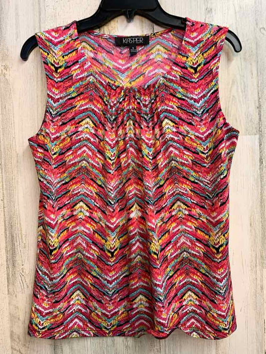 PRE-OWNED TALBOTS Tops Size S pnk/wht/blk FLOWERS/DOTS SLEEVELESS TOP