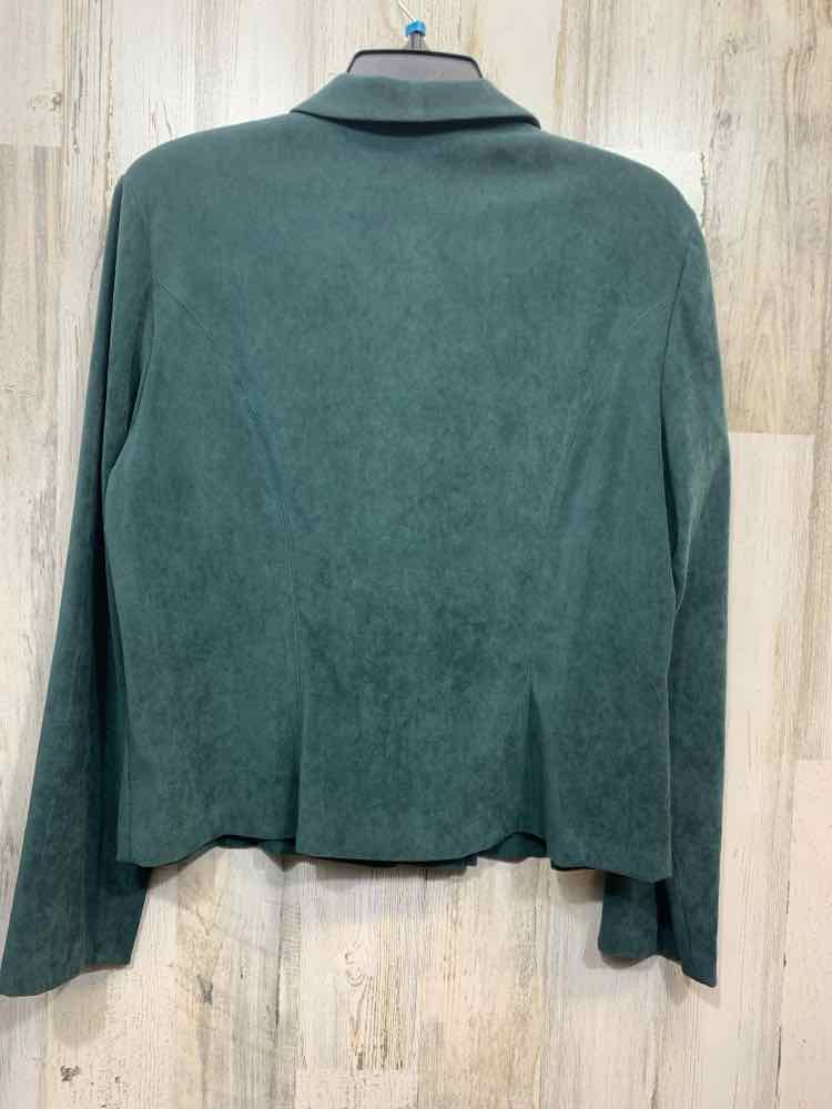 PRE-OWNED STUDIO Tops Size 14 FORREST GREEN/NAVY/ORANGE Suede Solid Blazer/FORRE