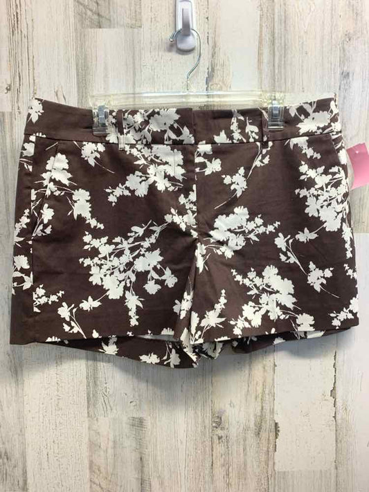 NWT Size 12 ANN TAYLOR BOTTOMS BROWN/WHT Floral MID RISE Shorts/FLORAL MID-RISE