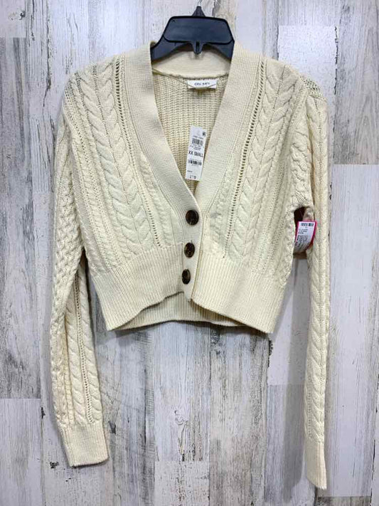 NWT ON 34TH Size XXS Tops Cream CABLE KNIT LONG SLEEVE/CROP BUTTON UP CARDIGAN