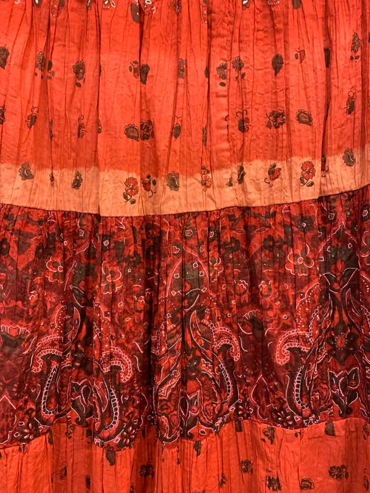 NWT D JEANS 10 BOTTOMS DENIM/RED/BRWN Paisley Maxi