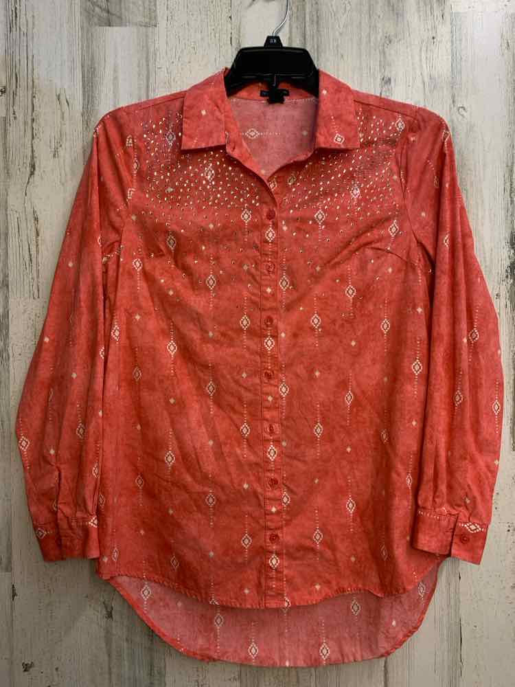 PRE-OWNED NEW DIRECTIONS Tops Size M SALMON LONGSLEEVE TOP/BUTTON UP