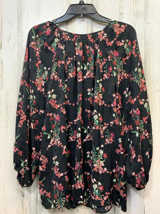 MAX STUDIO Tops Size XL BLK/PINK Floral LONG SLEEVES TOP