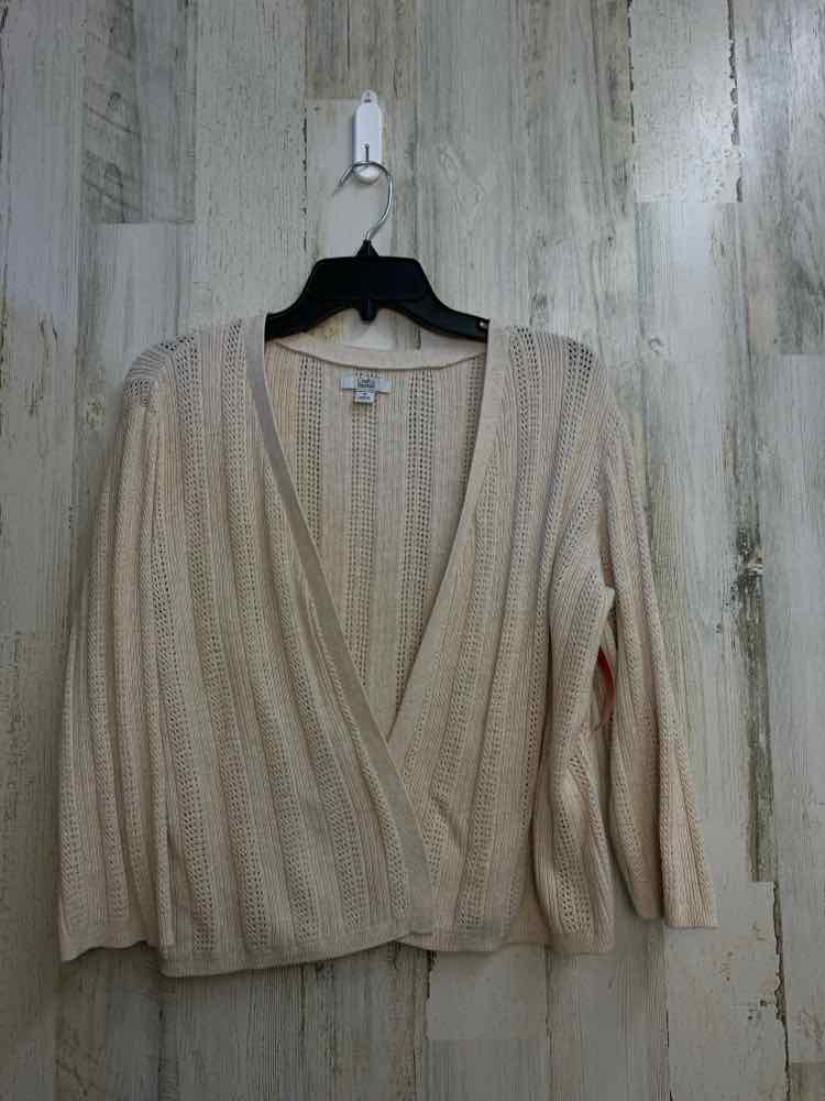 PRE-OWNED CROFT AND BARROW PLUS SIZES Size 1X Tan LONG SLEEVES TOP/OPEN CARDIGAN