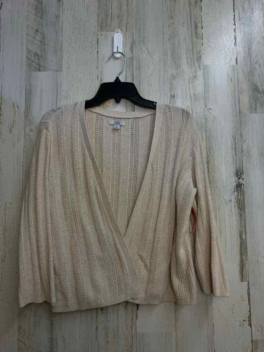 PRE-OWNED CROFT AND BARROW PLUS SIZES Size 1X Tan LONG SLEEVES TOP/OPEN CARDIGAN