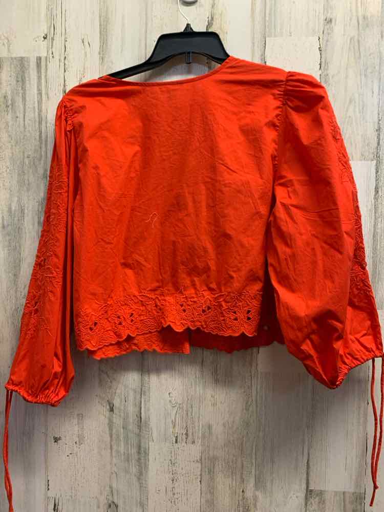 NWT FUTURE COLLECTIVE Tops Size XL CORAL Solid WRAP Shirt/CORAL LONG SLEEVE FRON