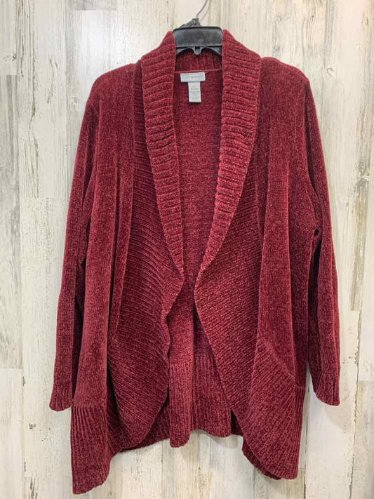 CATHERINES JACKETS / COATS Size 1X MAROON polyester LONGSLEEVE Cardigan