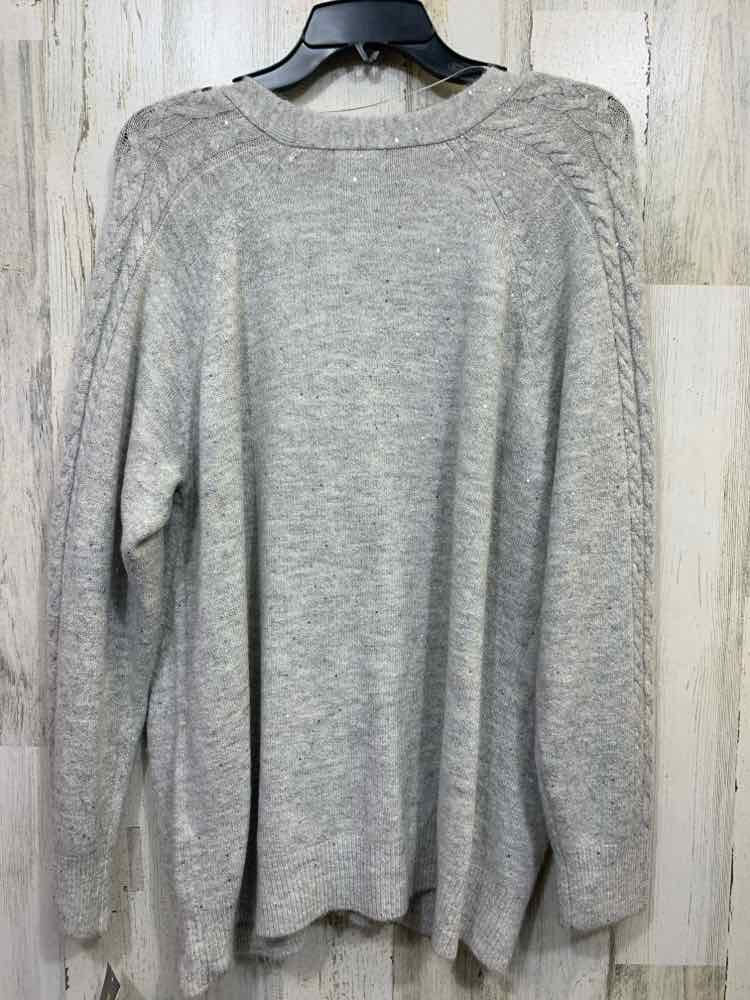 NWT STYLE & CO Size 1X PLUS SIZES GRAY SEQUIN  CABLE KNIT LONG SLEEVE  Cardigan
