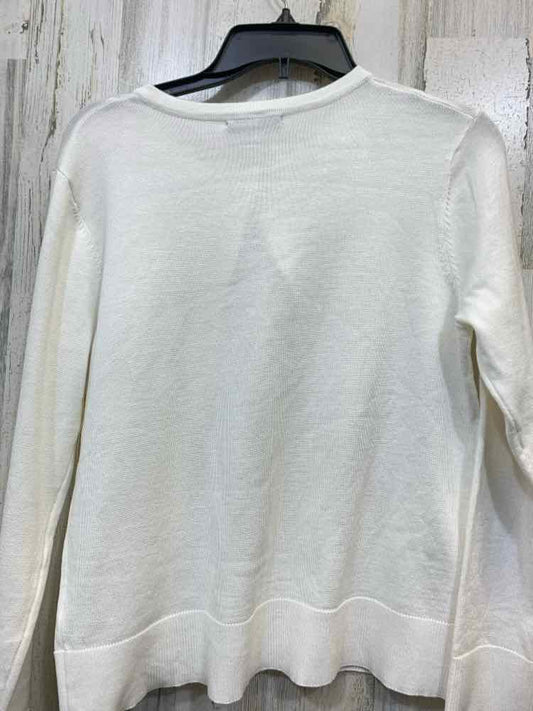 PRE-OWNED CABLE&GAUGE Tops Size PXL Cream Solid BUTTON DOWN Cardigan/SCOOP NECK