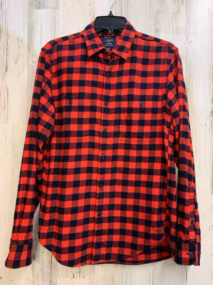 J CREW Tops Size S RED/NAVY Flannel Checkered LONG SLEEVES Shirt