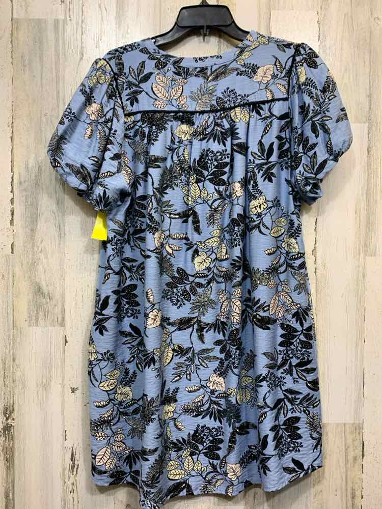NWT GIGIO Dresses and Skirts Size M LT BLU/WHT/BLK Floral BUTTON DOWN Dress/PUFF