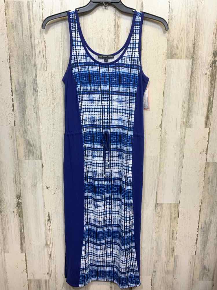 PRE-OWNED BROOKS BROTHERS Dresses and Skirts Size M BLUE/WHITE ABSTRACT Dress/BL