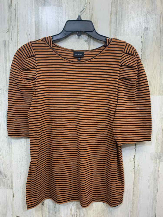 WHOWHATWEAR Tops Size XL BLK/CARAMEL Stripe ELBOW SLEEVE TOP