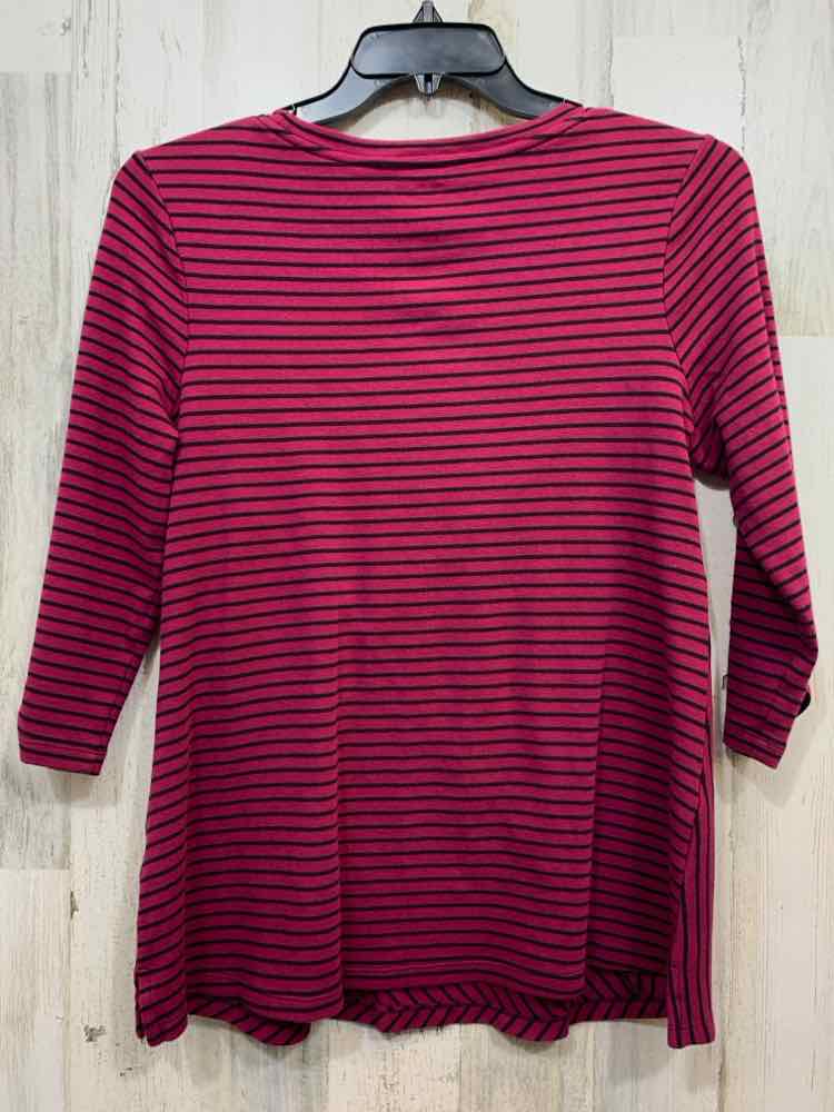 PRE-OWNED KIM ROGERS Tops Size L BRG/BLK LINES 3/4 SLEEVE Blouse