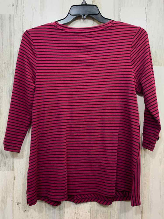 PRE-OWNED KIM ROGERS Tops Size L BRG/BLK LINES 3/4 SLEEVE Blouse