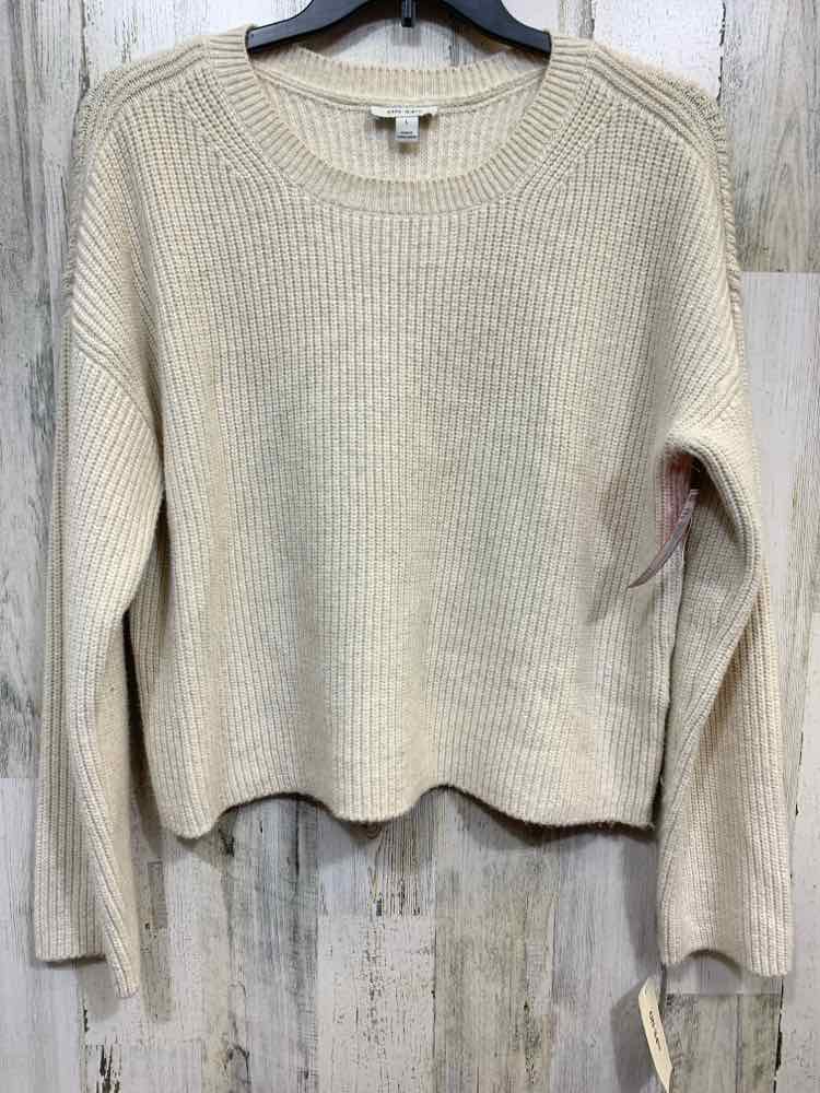NWT ON 34TH Size L Tops Cream RIB KNIT LONG SLEEVES/CREW NECK SWEATER