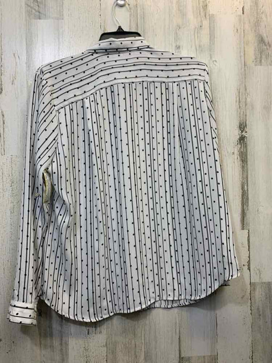 PRE-OWNED LOFT Tops Size XL WHITE/BLACK STRIPES & DOTS LONG SLEEVES TOP/WHITE/BL