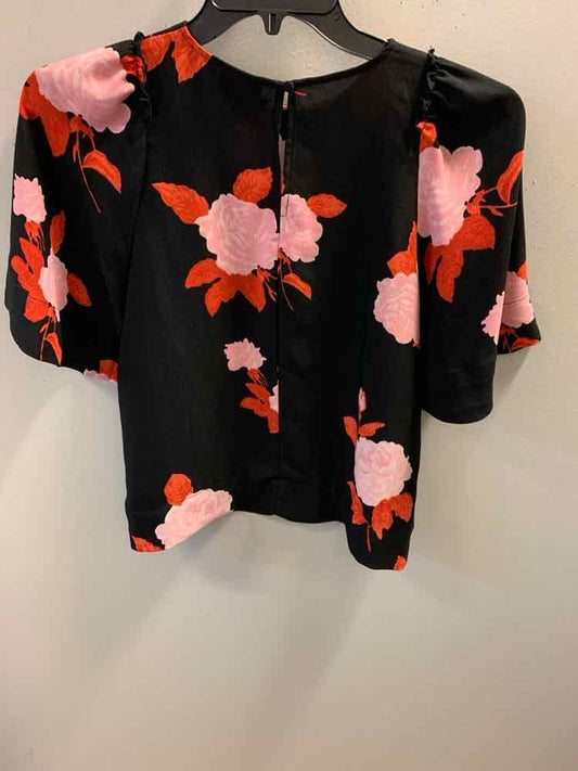 WHO WHAT WEAR Tops Size S BLK/RED/PINK Floral TOP