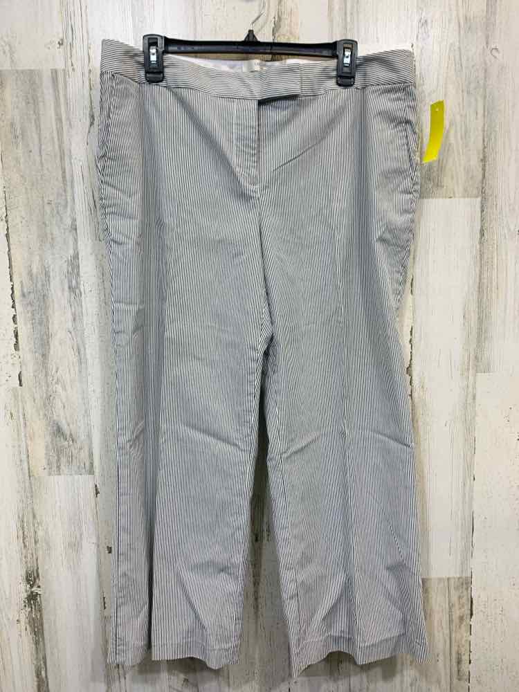 PRE-OWNED Size 16P LIZ CLAIBORNE BLK/WHT STRIPES WIDE LEG Pants/2 FRONT POCKETS