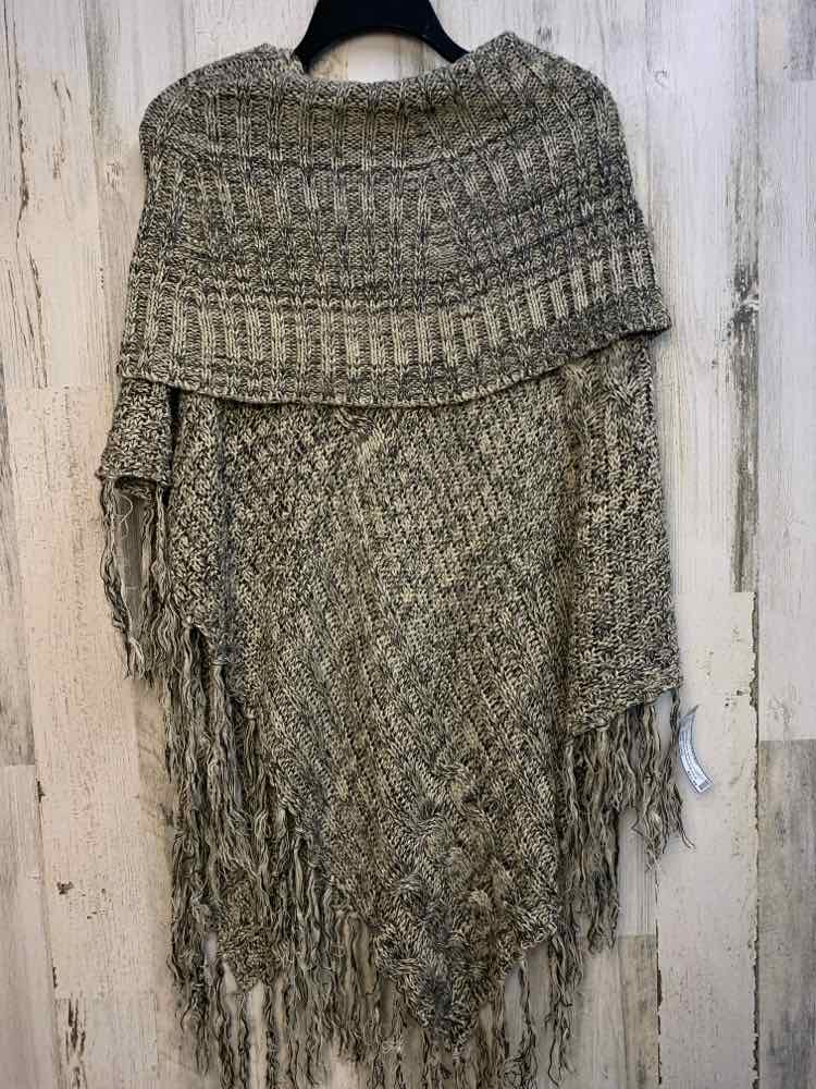 KARLIE Tops Size osfm CRM/GRAY MARLED PONCHO PONCHO