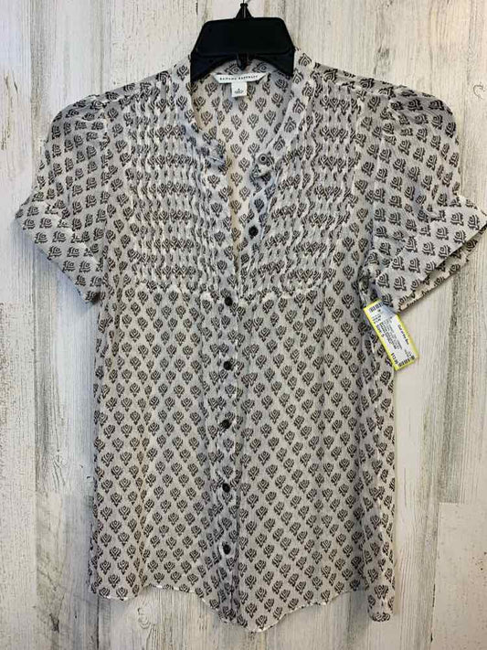 PRE-OWNED BANANA REPUBLIC Tops Size S CRM/BRN PATTERN SHORT SLEEVES TOP/BUTTON U