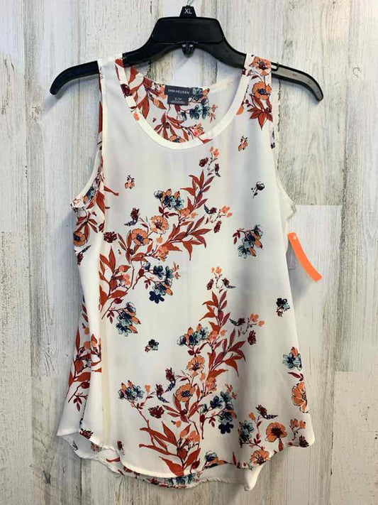 PRE-OWNED VAN HAUSEN Tops Size S WHT Floral SLEEVELESS TOP