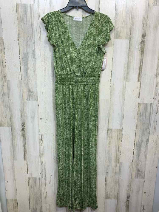 PRE-OWNED Size S KAILEIGH JUMPER WHT/GREEN RUFFLE SLEEVE WRAP V NECK