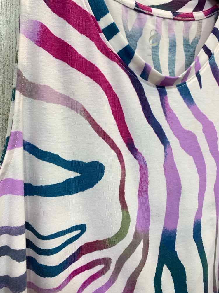 PRE-OWNED LOU & GREY Tops L WHT/LVDR/FUSH/PRPL/TEAL ZEBRA Activewear TOP/SHORT S