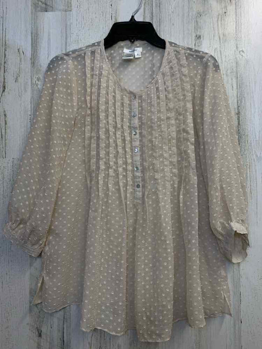 SOPHIE MAX Tops Size S Cream SHEER SWISS DOT 3/4 LENGTH TOP