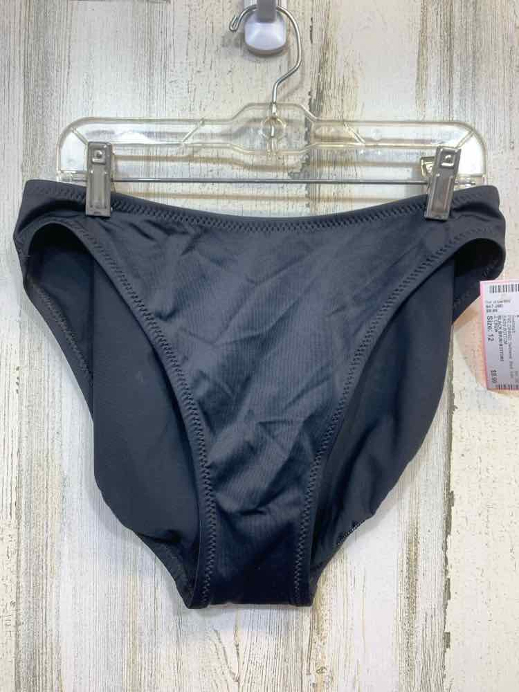 PRE-OWNED J. CREW Swimwear Size 12 Black Solid BIKINI BOTTOM Swimsuit