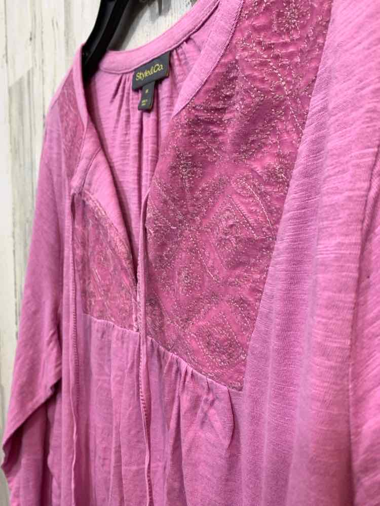 NWT STYLE & CO Size 3X PLUS SIZES LAVENDAR 3/4 SLEEVE EMBROIDERD BIB TOP