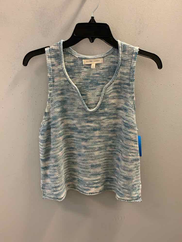 GILDED INTENT Tops Size M BLU/CREAM MARLED SLEEVELESS TOP