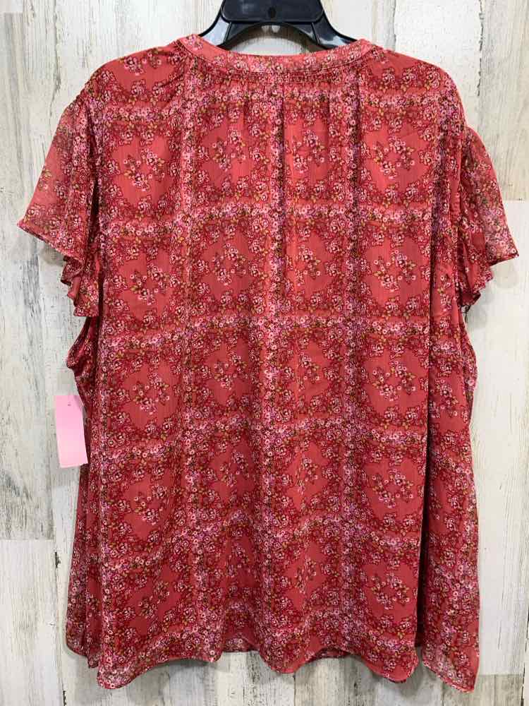NWT LAUREN CONRAD Tops Size PLUS MAUVE/GREEN/PINK Floral RUFFLE SLEEVE Blouse/FO