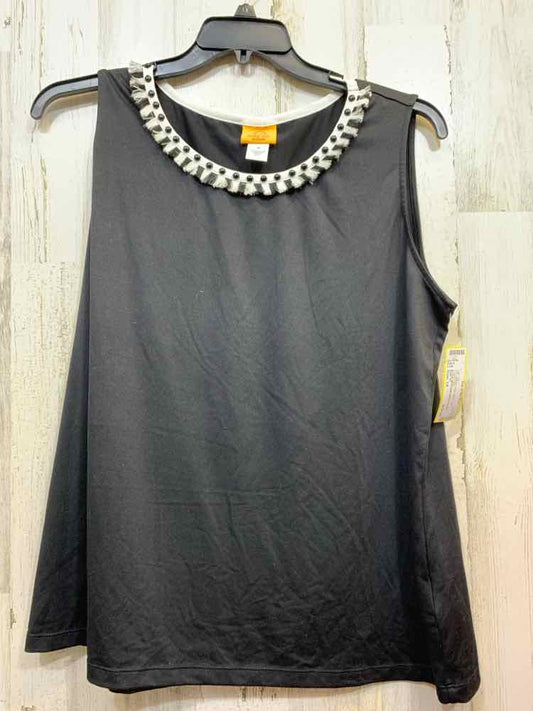 PRE-OWNED RUBY RD Tops Size 1X Black Solid SLEEVELESS Tank Top