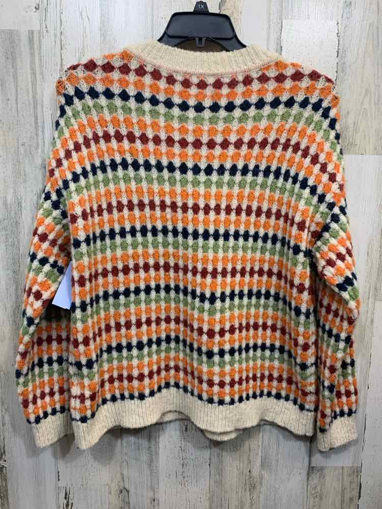 PRE-OWNED Tops Size XL BEIGE/ORGE/BRICK/NAVY/LIME DIAMOND SWEATER Sweater/BUTTON