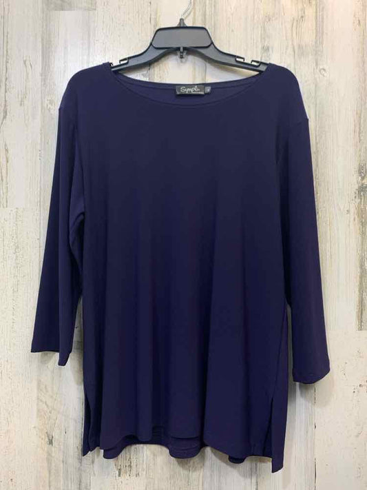 NWT SYMPLI Tops Size 12 HUNTER GREEN ELASTIC LONG SLEEVES V-NECK LINE DN FRONT