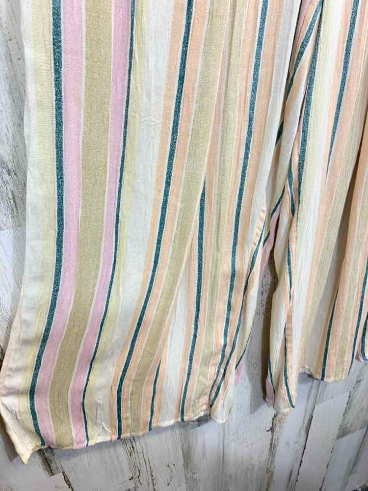 PRE-OWNED Size M ONIELL BOTTOMS TEAL/CORAL Stripe WIDE LEG Pants