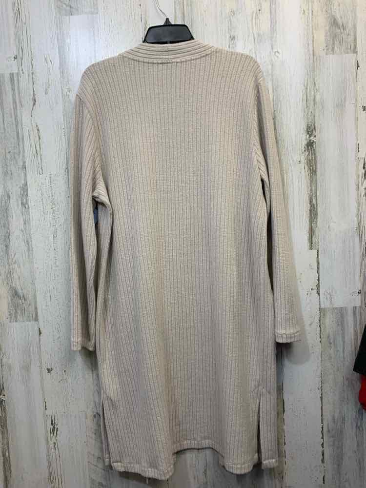 PRE-OWNED CIARA SUN WOO Tops Size L Beige RIBBED CARDIGAN Cardigan/BEIGE OPEN FR